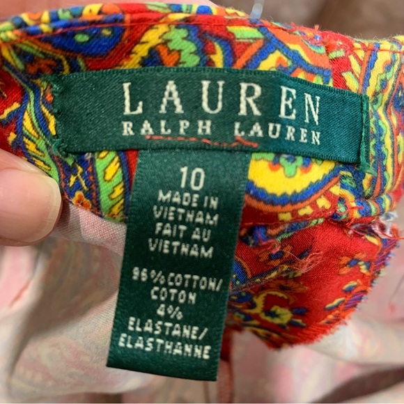Lauren Ralph Lauren Vibrant Red Paisley Ankle Pants Preppy Business Size 10 - Picture 6 of 11